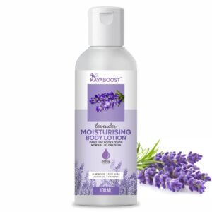Kayaboost Lavender Moisturising Body Lotion (100ml) – 24hr Hydration for Normal to Dry Skin | With Almond Oil, Aloe Vera, Jojoba Oil & Vitamin E