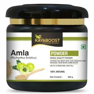 Kayaboost Amla Powder (Phyllanthus Emblica) 200g – 100% Natural & Edible Indian Gooseberry Powder – Rich in Vitamin C for Immunity, Hair Growth, Skin Glow & Digestion Support