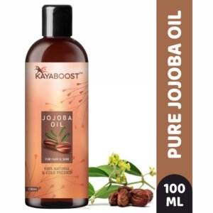 KAYABOOST Jojoba Oil 100ml – 100% Pure & Cold Pressed Natural Jojoba Oil for Face, Hair & Nails | Deep Hydration, Anti-Aging & Moisturizing Oil