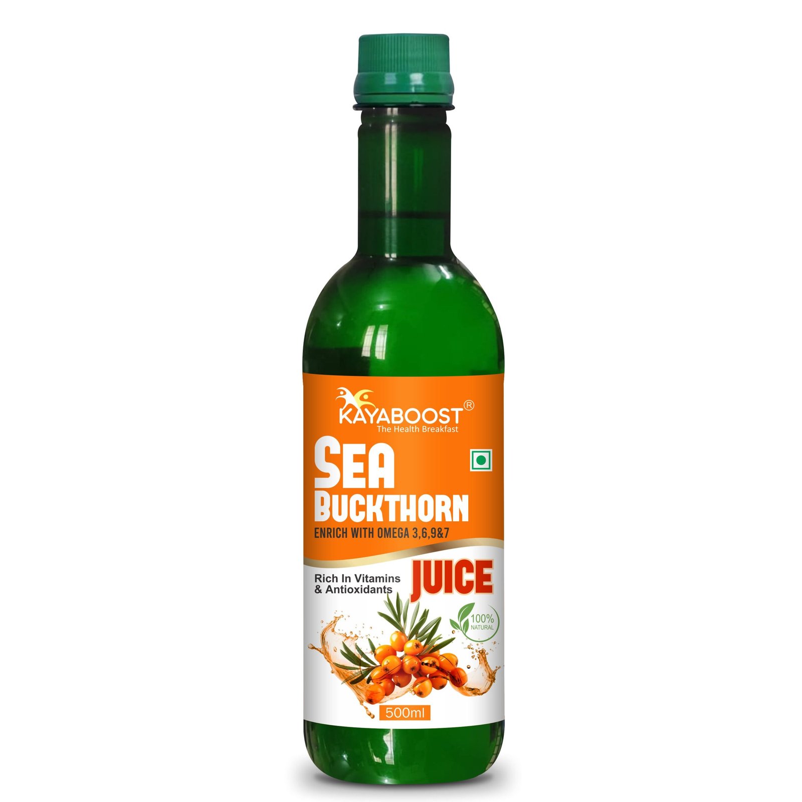 Kayaboost Sea Buckthorn Juice 500ml – Rich in Omega 3, 6, 7 & 9 | Natural Antioxidant & Vitamin C Boost | No Added Sugar | Vegan & 100% Natural Health Drink