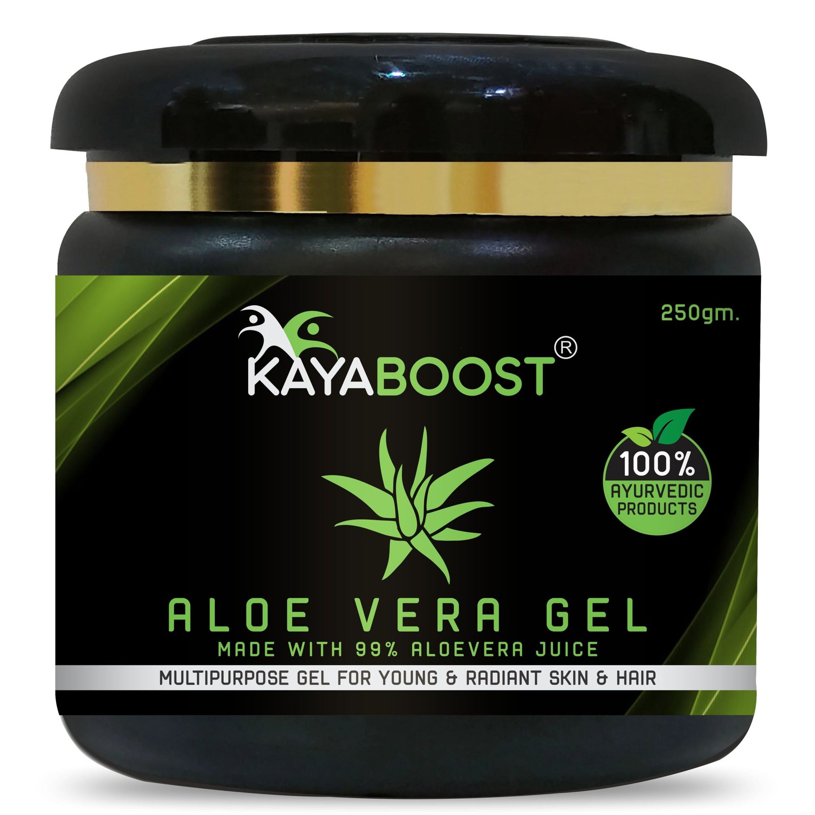 KAYABOOST Aloe Vera Gel 250g – 99% Pure Aloe Vera Juice | Multipurpose Ayurvedic Gel for Face, Skin & Hair | Hydrates, Soothes & Supports Hair Growth