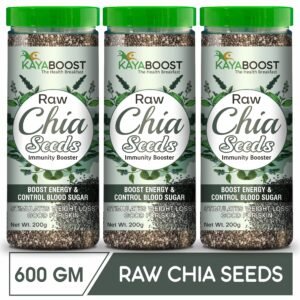 Kayaboost Raw Chia Seeds 200g – 100% Natural Superfood, Rich in Omega‑3, Fiber & Protein, Supports Weight Management, Immunity & Heart Health (Pack of 3)