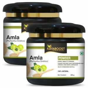 Kayaboost Amla Powder (Phyllanthus Emblica) 200g – 100% Natural & Edible Indian Gooseberry Powder – Rich in Vitamin C for Immunity, Hair Growth, Skin Glow & Digestion Support (Pack of 2)