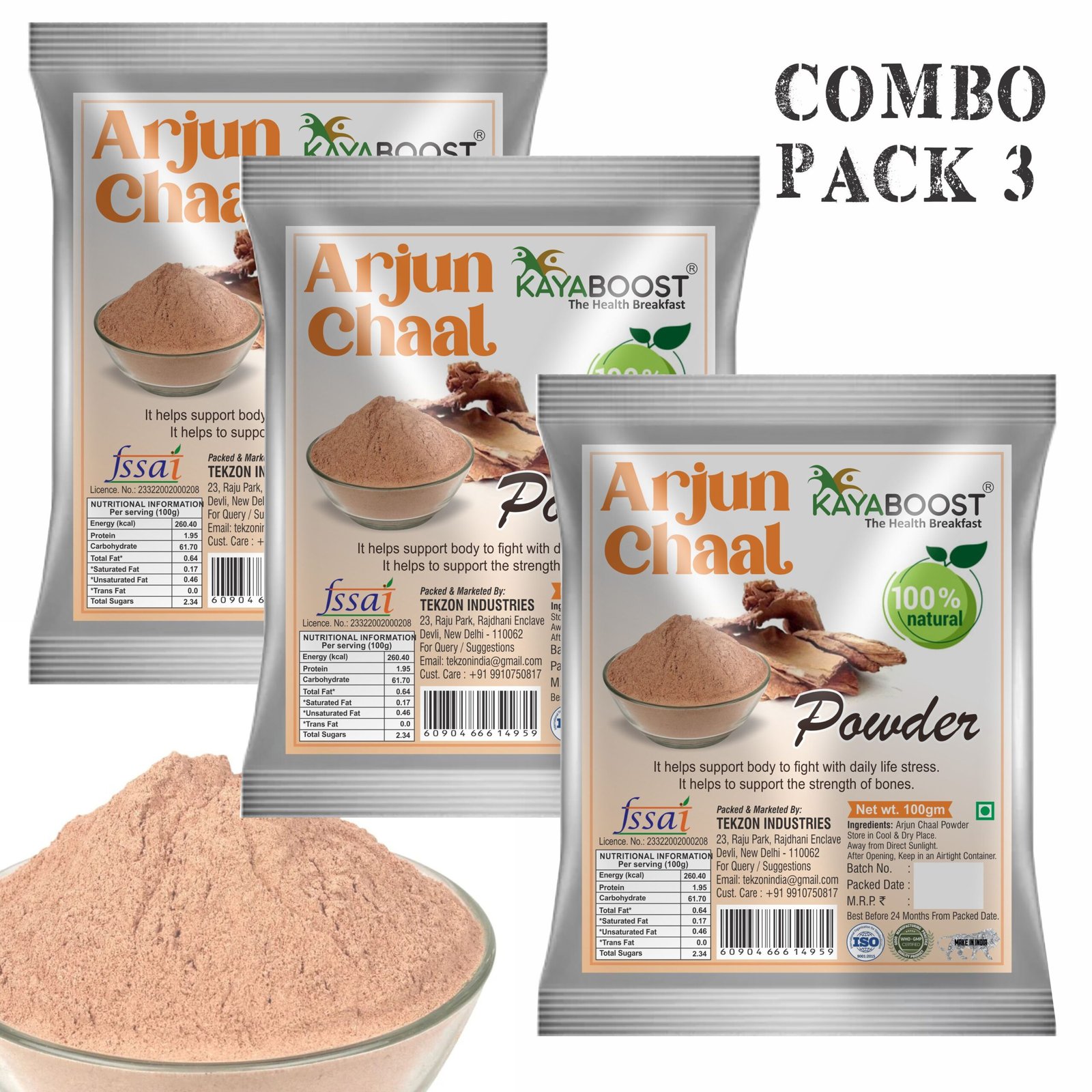 Kayaboost Arjun Chaal Powder (Terminalia Arjuna) – 100% Natural Arjuna Bark Powder for Heart Health, Blood Pressure & Cholesterol Support | Ayurvedic Herbal Supplement 100g (Pack of 3)
