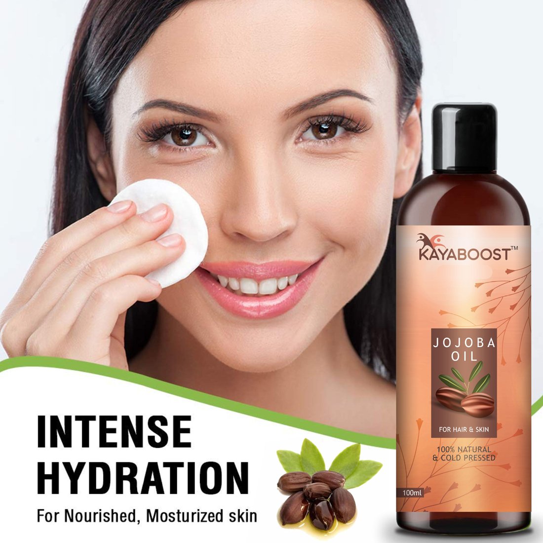 KAYABOOST Jojoba Oil 100ml – 100% Pure & Cold Pressed Natural Jojoba Oil for Face, Hair & Nails | Deep Hydration, Anti-Aging & Moisturizing Oil