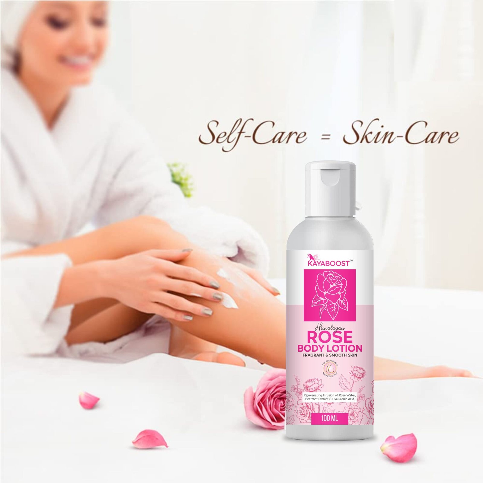 Kayaboost Himalayan Rose Body Lotion (100ml) – 24Hr Moisturizing & Hydrating Body Lotion with Rose Water, Beetroot Extract & Hyaluronic Acid