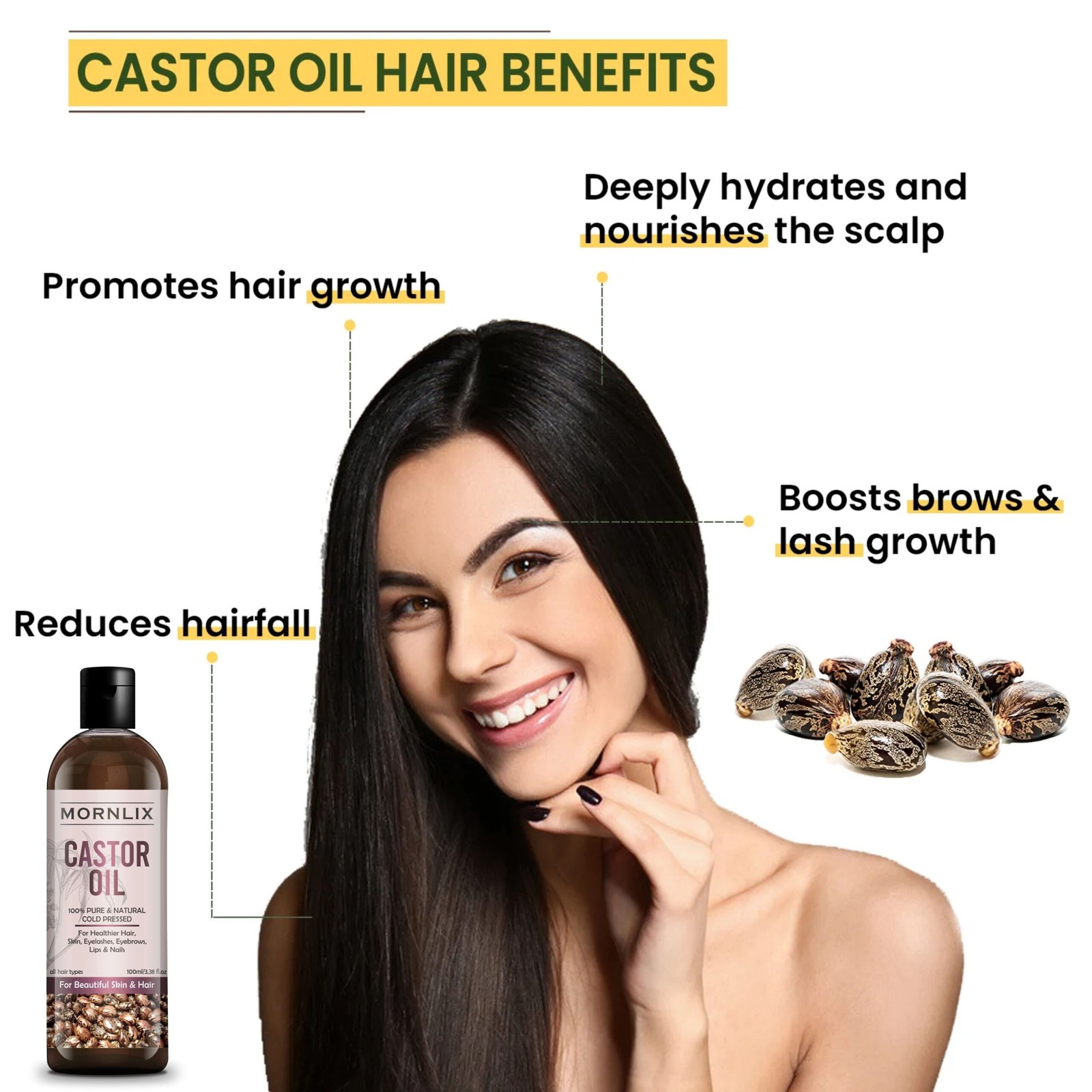 KAYABOOST Castor Oil 100ml (Pack of 3) – 100% Pure & Cold Pressed Natural Castor Oil for Hair Growth, Eyelashes, Eyebrows, Skin & Nails | Deep Nourishing Multipurpose Oil