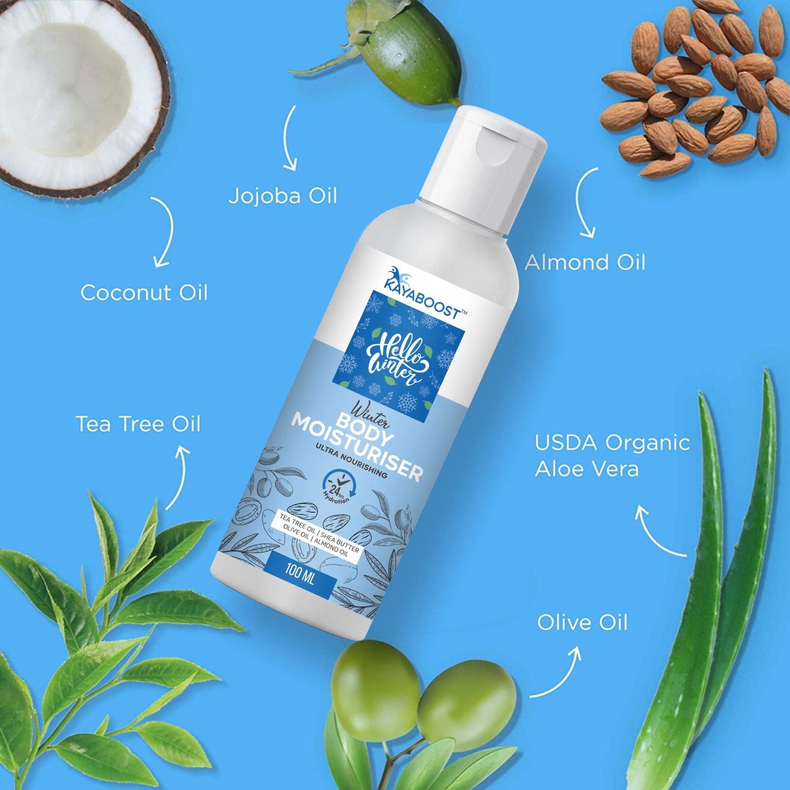KAYABOOST Winter Body Moisturiser 100ml – Ultra Nourishing Body Lotion with Shea Butter, Almond Oil, Olive Oil & Aloe Vera | 24hr Hydration for Dry & Sensitive Skin