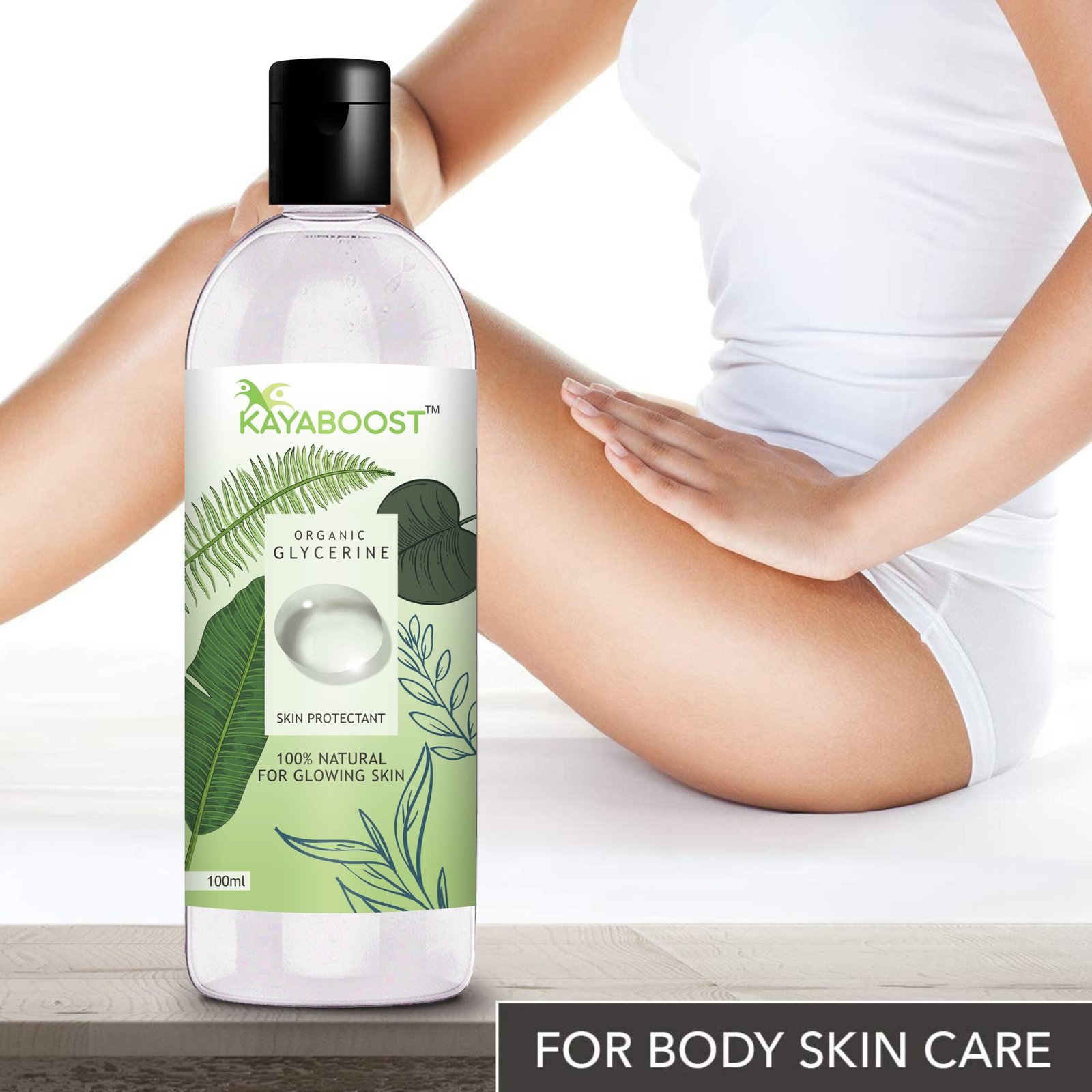 KAYABOOST Organic Glycerine 100ml – 100% Pure Vegetable Glycerin for Face, Skin & Hair | Deep Moisturizing Skin Protectant for Dry & Sensitive Skin