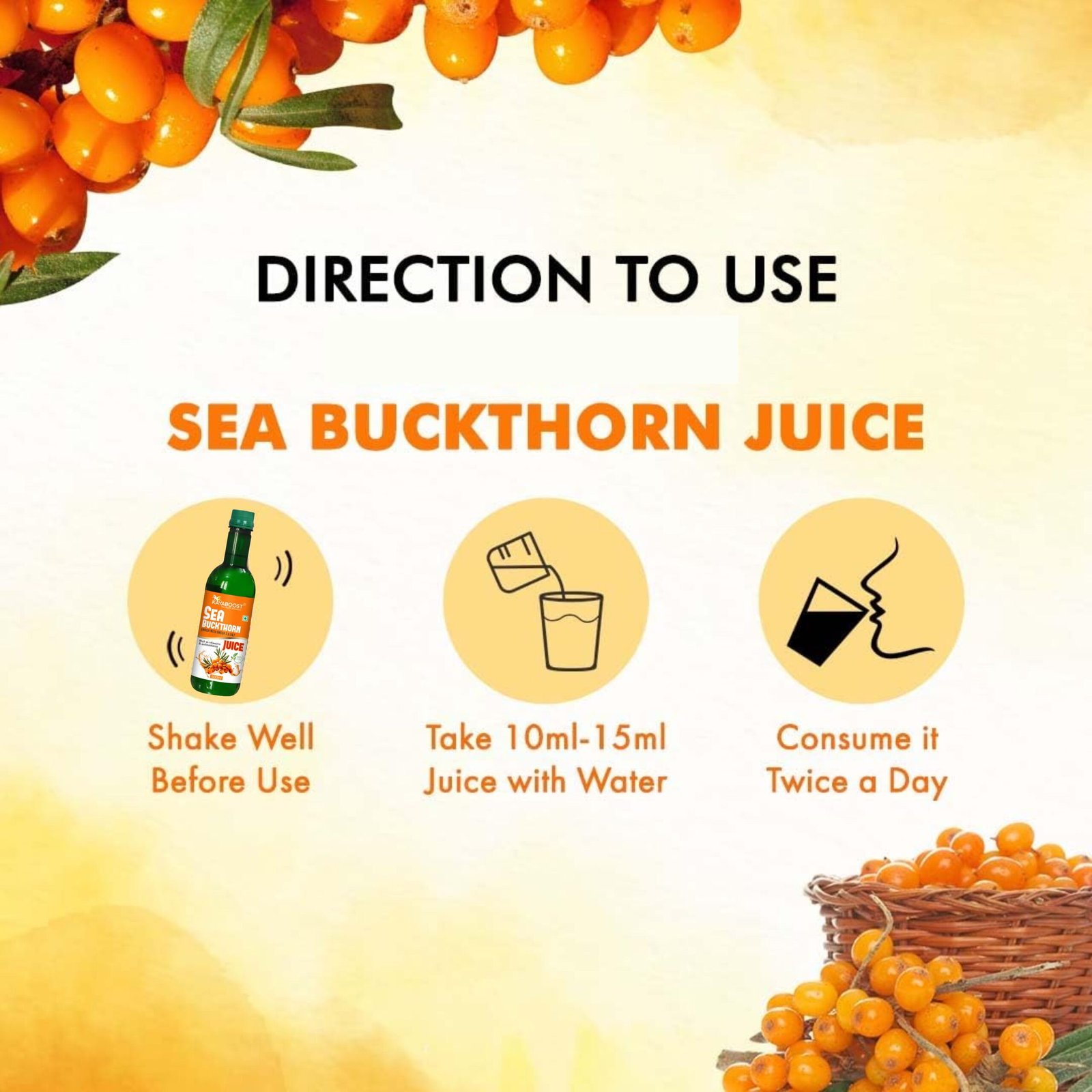 Kayaboost Sea Buckthorn Juice 500ml (Pack of 2) – Rich in Omega 3, 6, 7 & 9 | Natural Antioxidant & Vitamin C Boost | No Added Sugar | Vegan & 100% Natural Health Drink