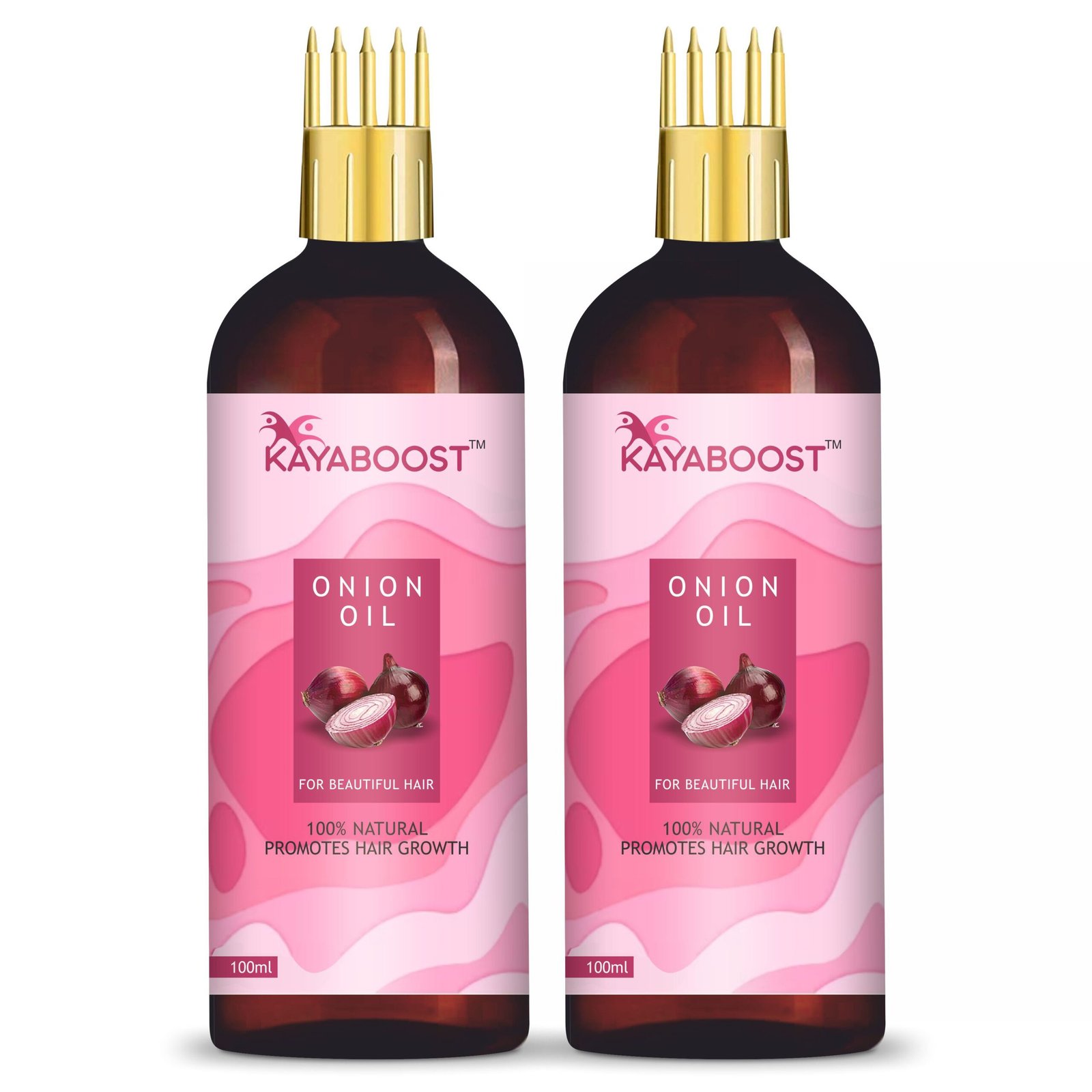 Kayaboost Onion Hair Oil 100ml (Pack of 2)– Natural Red Onion Oil for Hair Growth & Hair Fall Control | With Amla, Hibiscus & Jojoba Oil