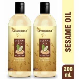 Kayaboost 100% Natural Cold Pressed Sesame Oil for Hair & Skin – Anti Hair Loss, Hair Growth Booster & Deep Nourishment 100ml (Pack of 2)