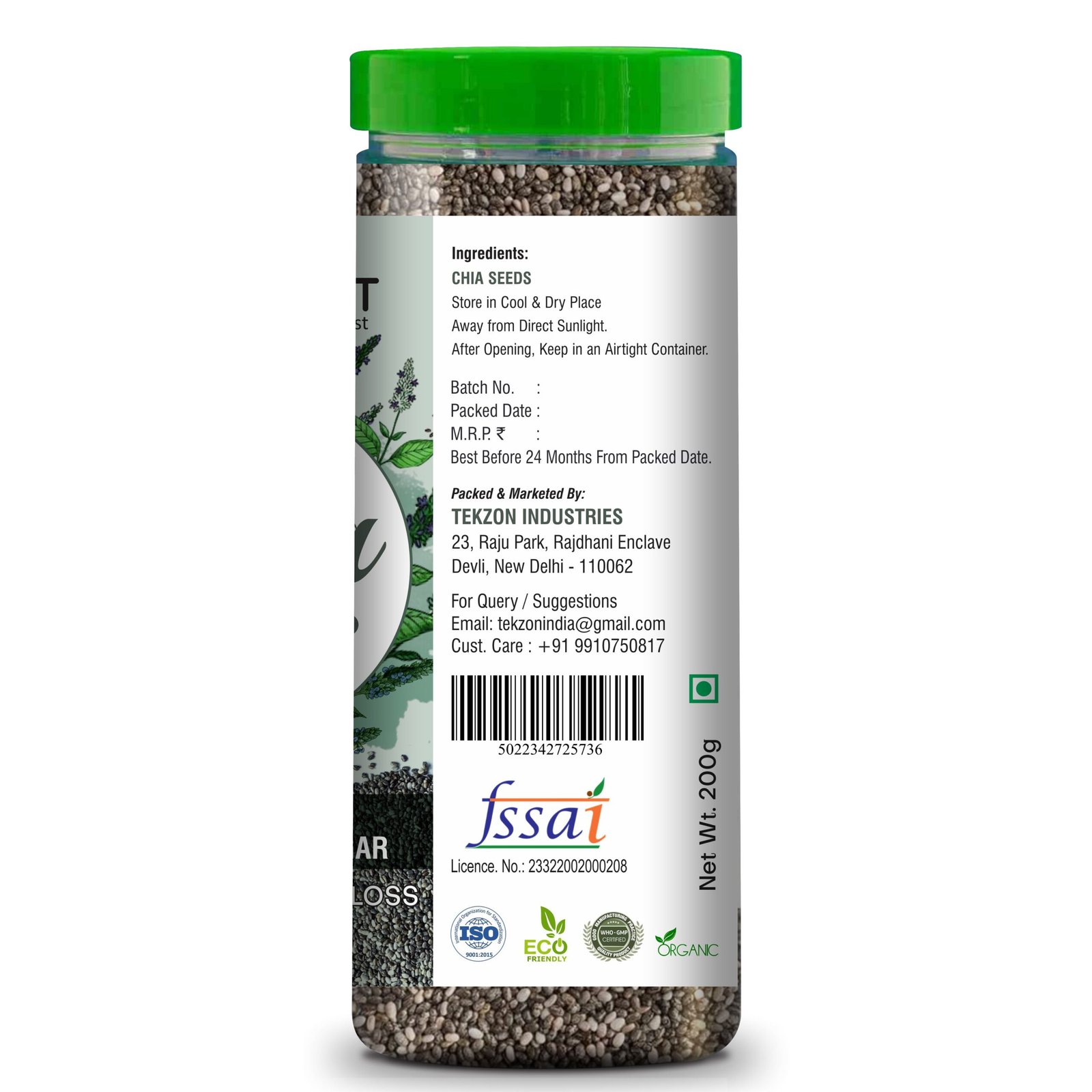 Kayaboost Raw Chia Seeds 200g – 100% Natural Superfood, Rich in Omega‑3, Fiber & Protein, Supports Weight Management, Immunity & Heart Health (Pack of 3)