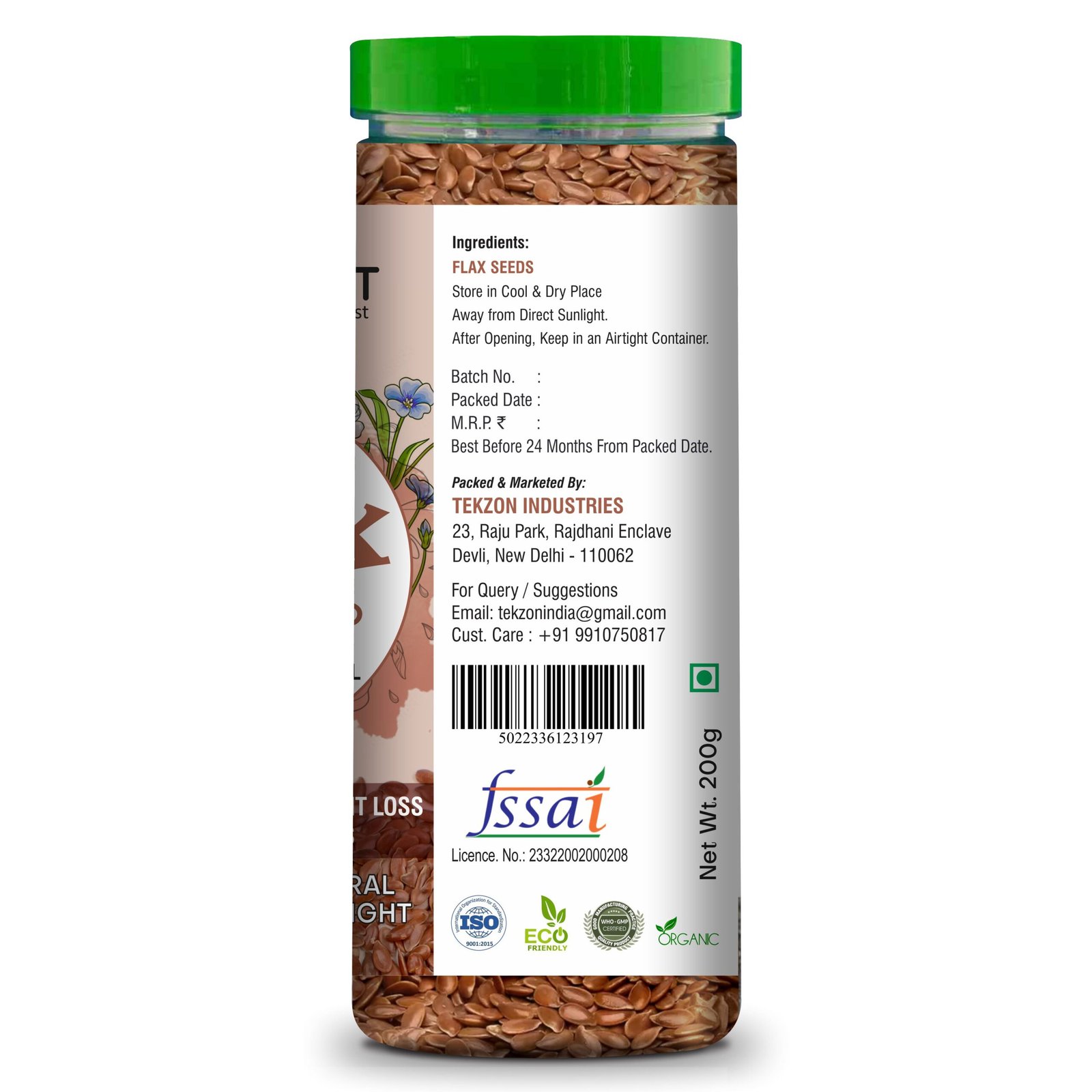 Kayaboost Raw Flax Seeds 200g – 100% Natural & Organic Superfood, Rich in Omega‑3, Fiber & Protein, Supports Heart Health & Weight Management