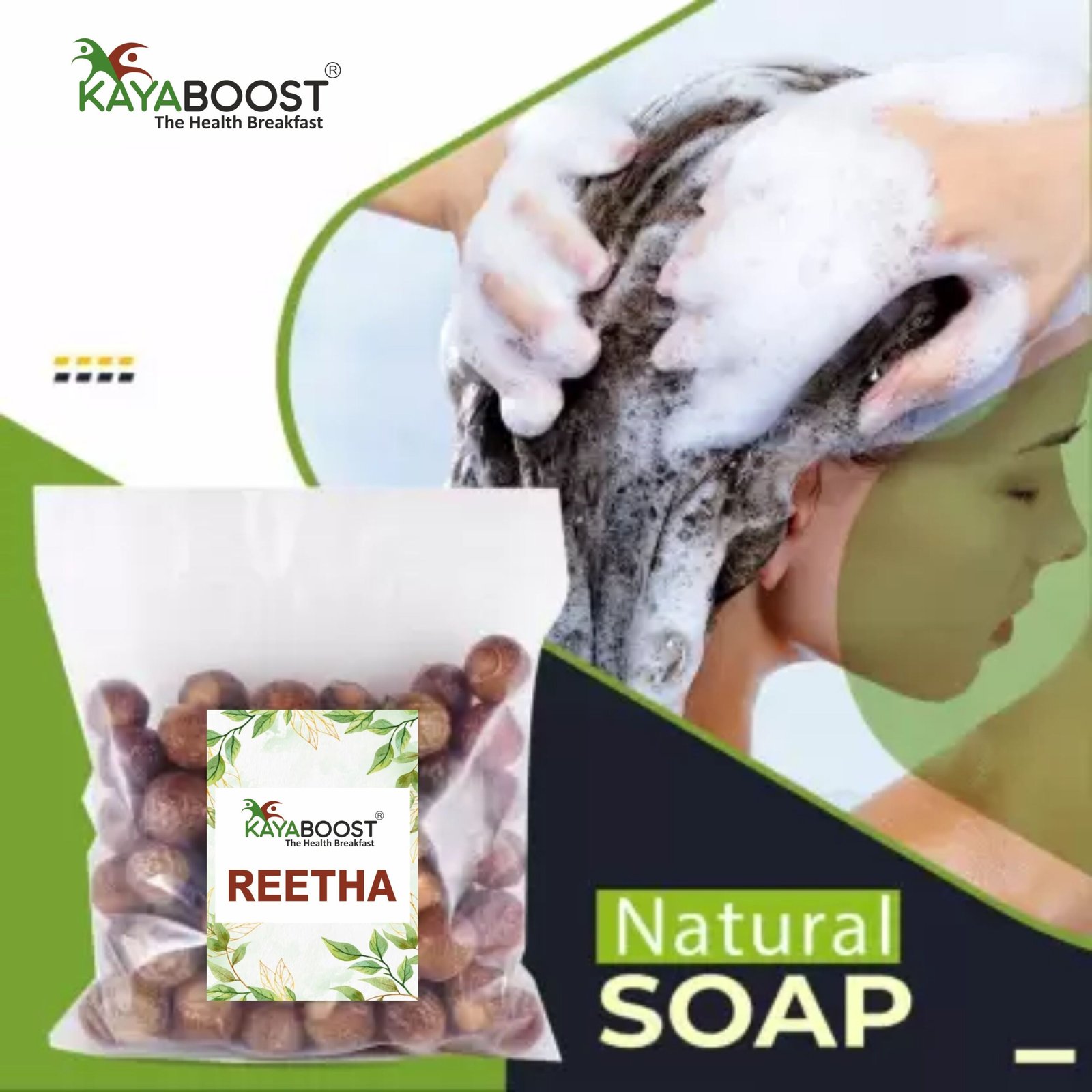 Kayaboost Reetha (Soapnut / Aritha) 200g – 100% Natural Dried Soap Nuts for Hair Wash, Dandruff Control & Chemical-Free Cleanser