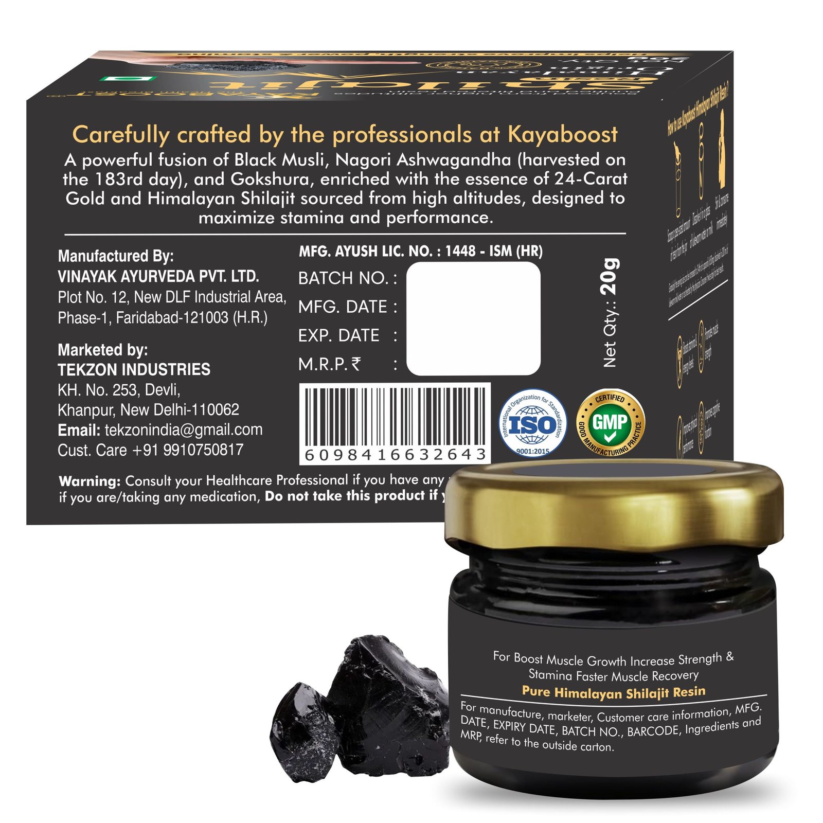 Kayaboost Pure Himalayan Shilajit Resin 20g – 100% Natural & Purified Shilajit, Rich in Fulvic Acid, Supports Energy, Stamina & Strength