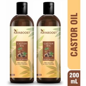 KAYABOOST Castor Oil 200ml (Pack of 2) – 100% Pure & Cold Pressed Natural Castor Oil for Hair Growth, Eyelashes, Eyebrows, Skin & Nails | Deep Nourishing Multipurpose Oil
