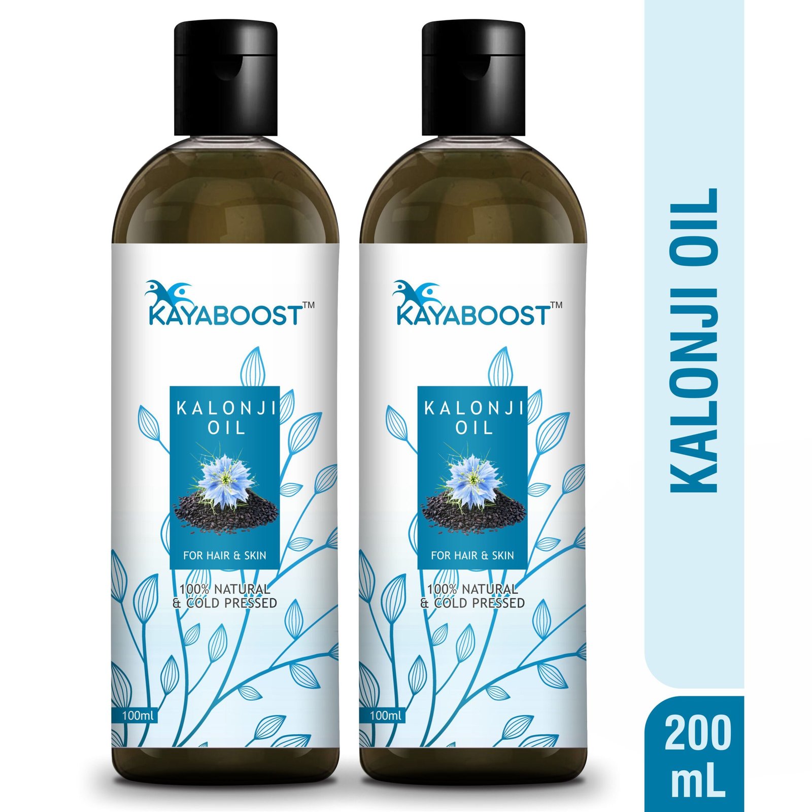 Kayaboost Kalonji Oil 100ml (Pack of 2) – 100% Natural & Cold Pressed Black Seed (Nigella Sativa) Oil for Hair & Skin | Supports Hair Growth, Scalp Care & Deep Moisturizing