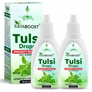 Kayaboost Tulsi Drops 30ml – 100% Ayurvedic Immunity Booster, Extract of 5 Types of Tulsi, Herbal Tulsi Liquid for Cough, Cold & Digestion (Pack of 2)
