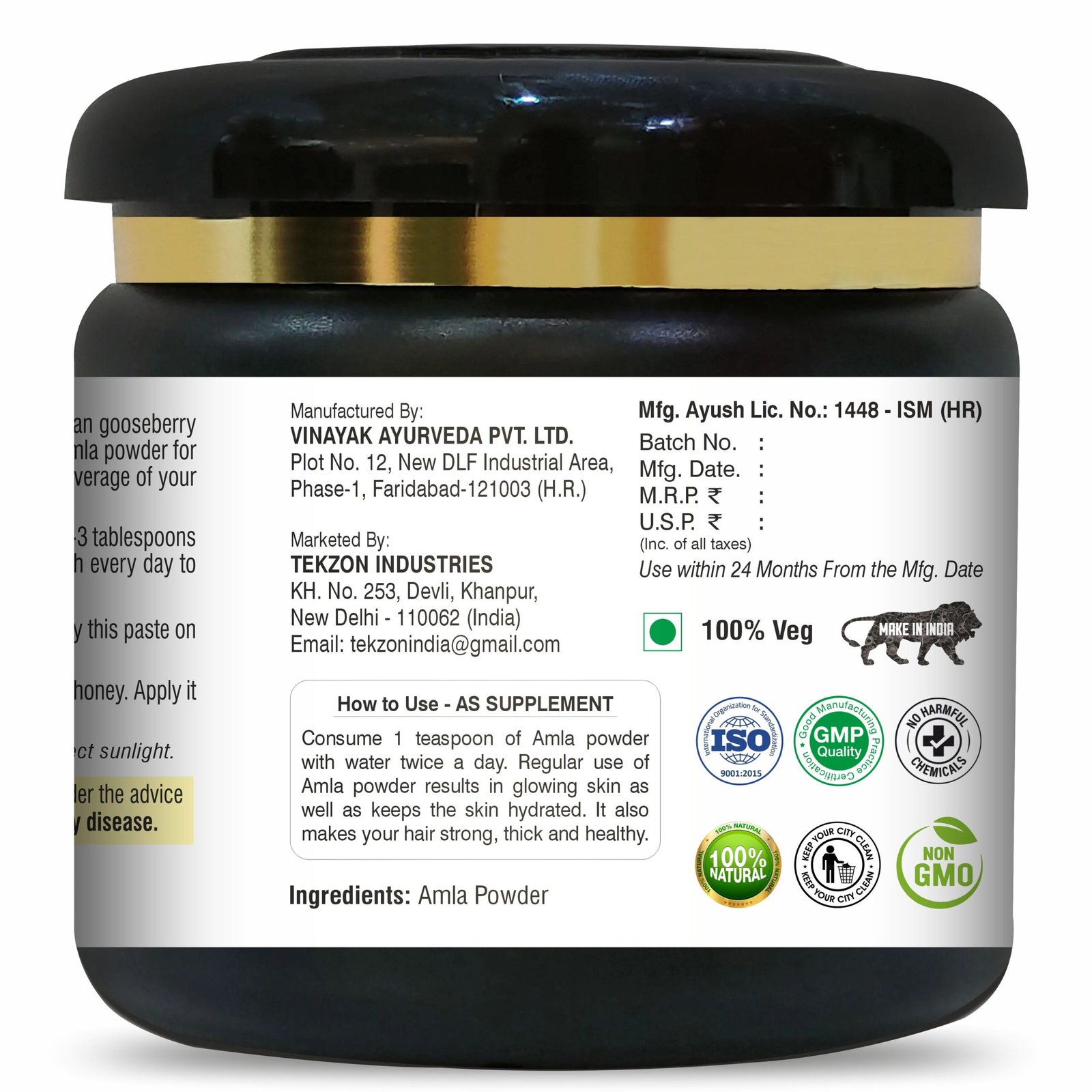 Kayaboost Amla Powder (Phyllanthus Emblica) 200g – 100% Natural & Edible Indian Gooseberry Powder – Rich in Vitamin C for Immunity, Hair Growth, Skin Glow & Digestion Support