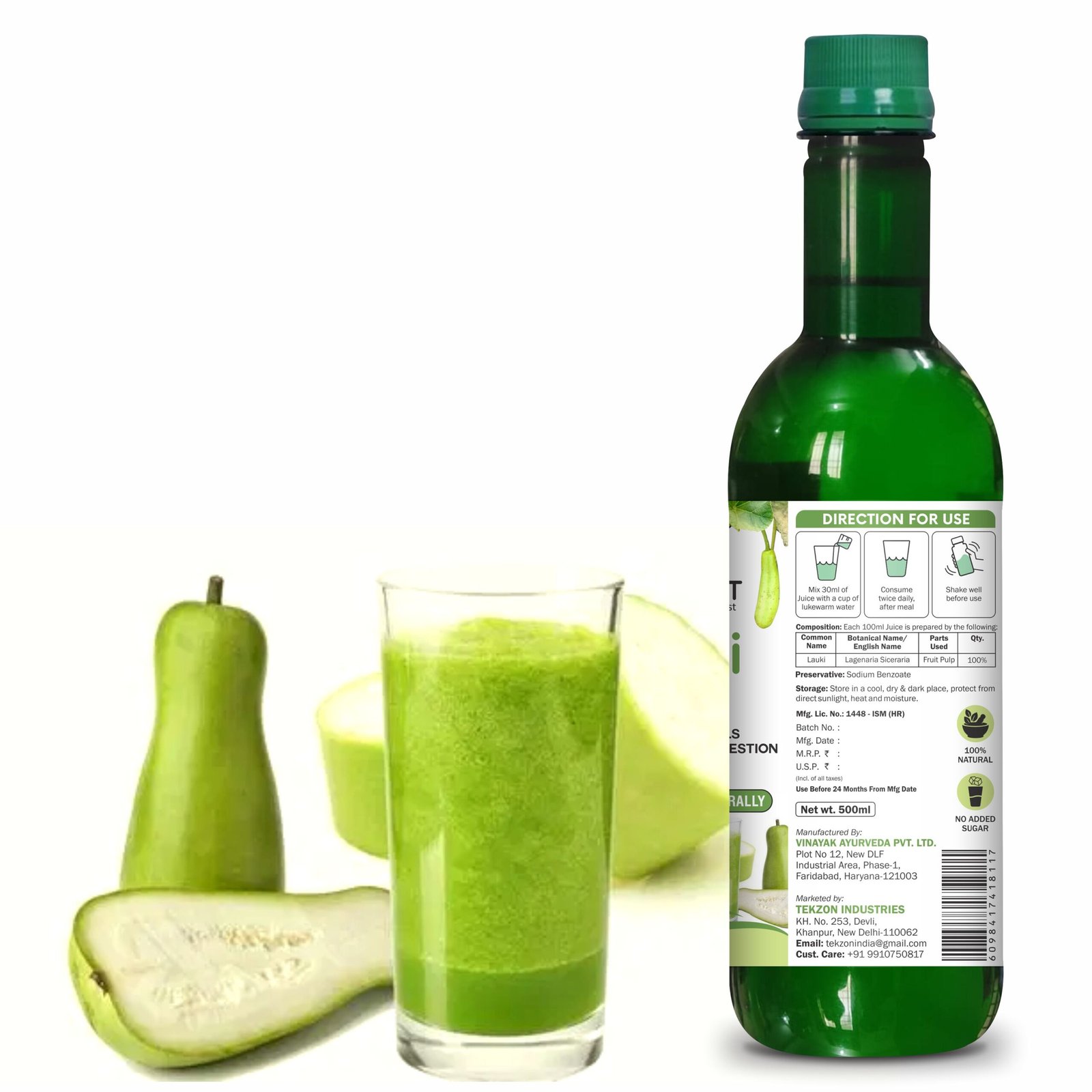 Kayaboost Lauki Juice 500ml – 100% Natural Bottle Gourd (Lagenaria Siceraria) Juice | Supports Digestion, Detox & Weight Management | No Added Sugar | Vegan Ayurvedic Health Drink