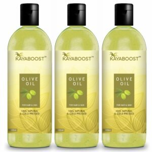 Kayaboost 100% Pure Cold Pressed Olive Oil 100ml (Pack of 3) – Natural Olive Oil for Hair & Skin | Deep Moisturizing Body & Scalp Care