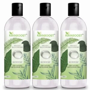 KAYABOOST Organic Glycerine 100ml (Pack of 3) – 100% Pure Vegetable Glycerin for Face, Skin & Hair | Deep Moisturizing Skin Protectant for Dry & Sensitive Skin