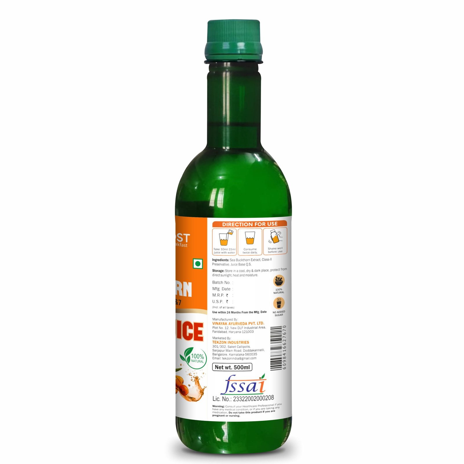 Kayaboost Sea Buckthorn Juice 500ml – Rich in Omega 3, 6, 7 & 9 | Natural Antioxidant & Vitamin C Boost | No Added Sugar | Vegan & 100% Natural Health Drink