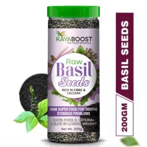 Kayaboost Raw Basil Seeds (Sabja Seeds) 200g – 100% Pure & Natural Superfood, High Fiber & Calcium, Supports Digestion & Weight Management