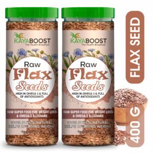 Kayaboost Raw Flax Seeds 200g – 100% Natural & Organic Superfood, Rich in Omega‑3, Fiber & Protein, Supports Heart Health & Weight Management (Pack of 2)