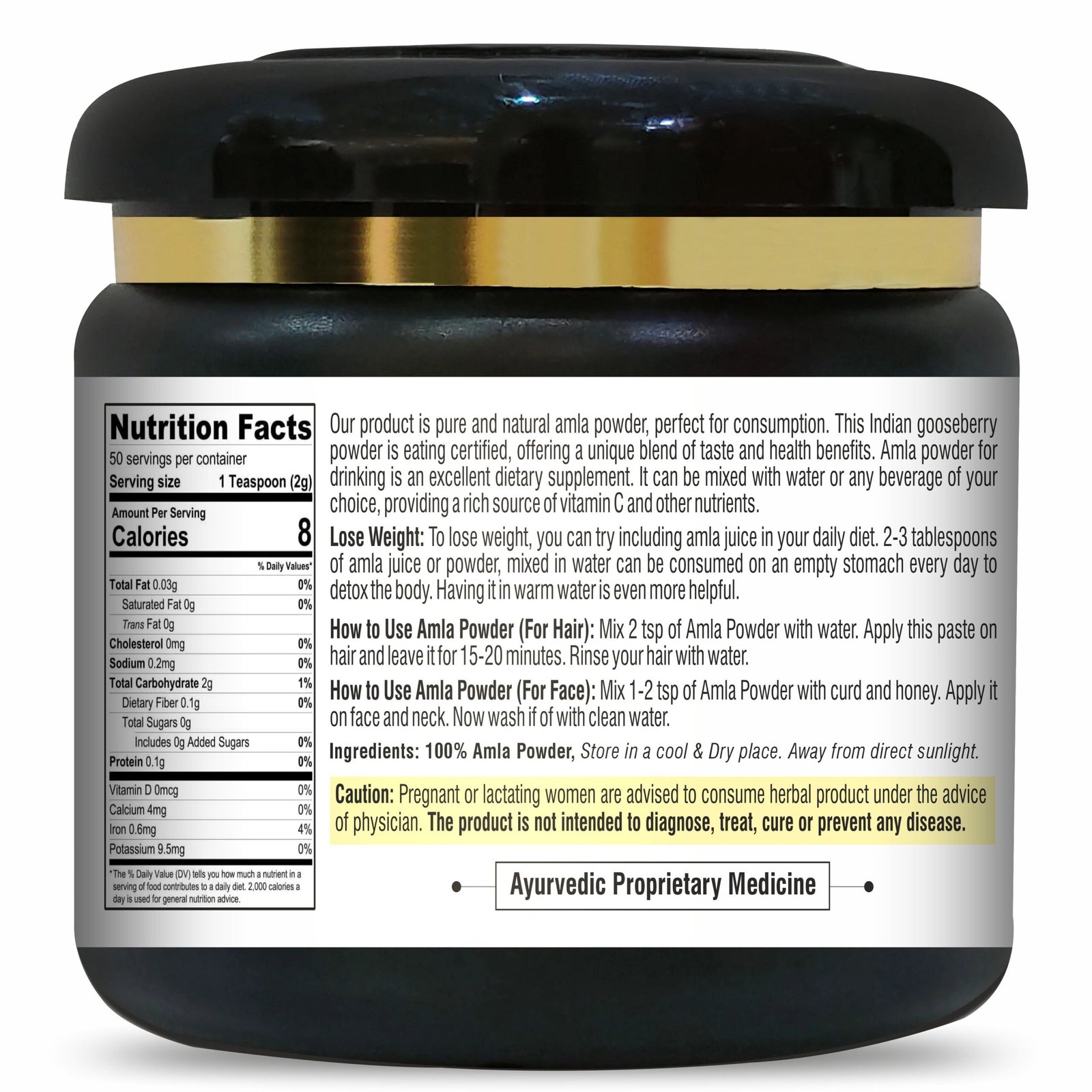 Kayaboost Amla Powder (Phyllanthus Emblica) 200g – 100% Natural & Edible Indian Gooseberry Powder – Rich in Vitamin C for Immunity, Hair Growth, Skin Glow & Digestion Support (Pack of 2)