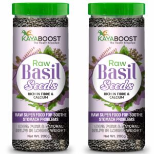 Kayaboost Raw Basil Seeds (Sabja Seeds) 200g – 100% Pure & Natural Superfood, High Fiber & Calcium, Supports Digestion & Weight Management (Pack of 2)