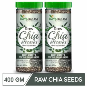Kayaboost Raw Chia Seeds 200g – 100% Natural Superfood, Rich in Omega‑3, Fiber & Protein, Supports Weight Management, Immunity & Heart Health (Pack of 2)