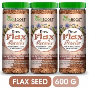 Kayaboost Raw Flax Seeds 200g – 100% Natural & Organic Superfood, Rich in Omega‑3, Fiber & Protein, Supports Heart Health & Weight Management (Pack of 3)